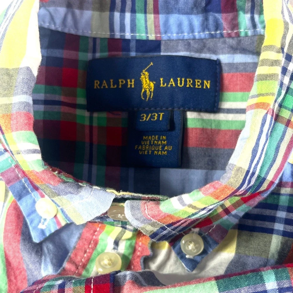 Ralph Lauren Kids Plaid Button Down Shirt Long Sleeve Size‎ 3T